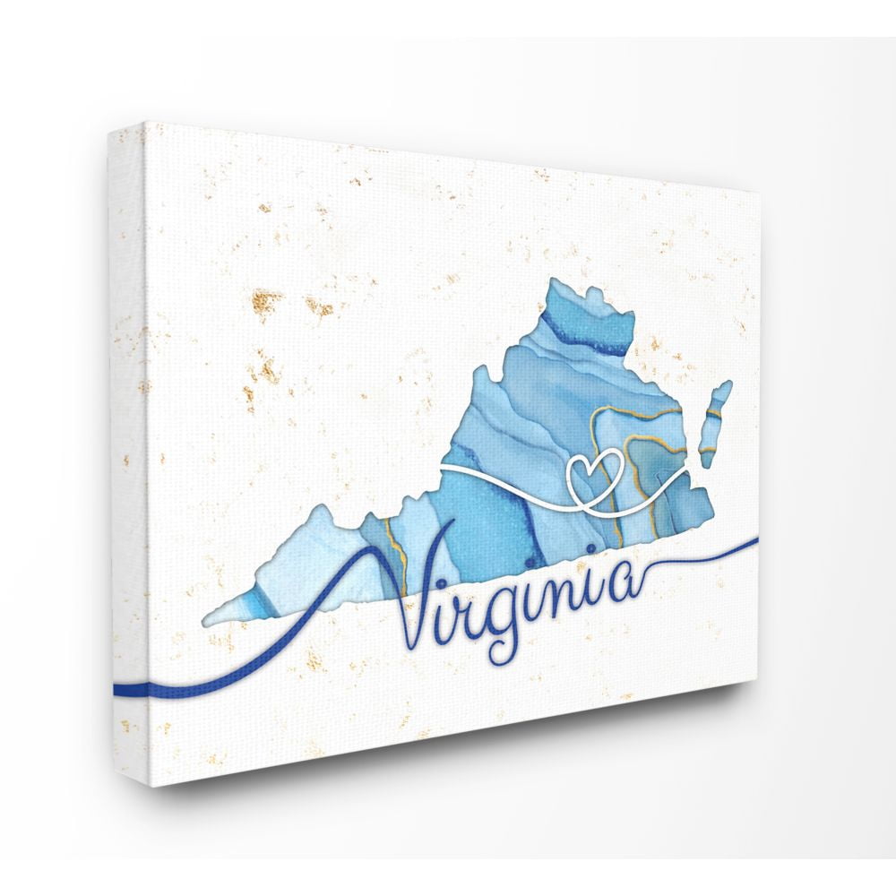 Stupell Industries Virginia Agate Blue US State Design Canvas Wall Art by Ziwei Li