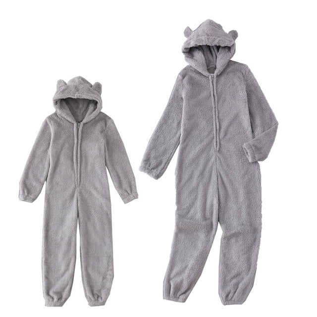 ITFABS Combinaison Épaisse en Peluche pour Femmes, Manches Longues avec Capuche et Fermeture Éclair