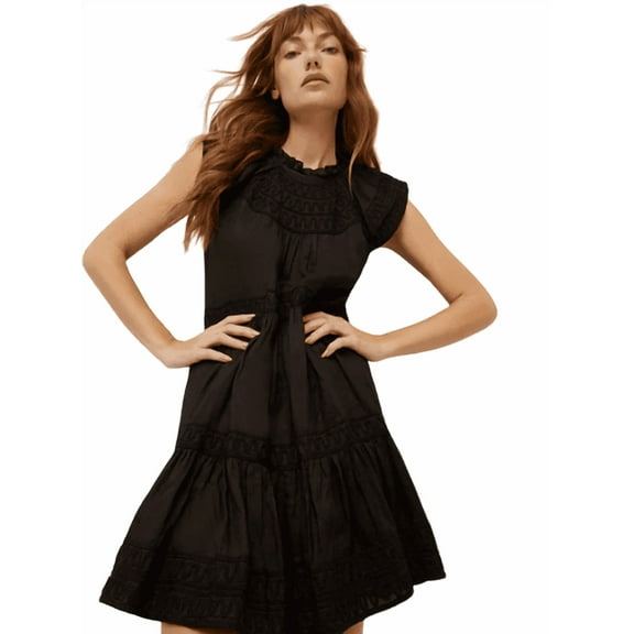 Veronica Beard Women's Black Keely Tiered Dress, 8