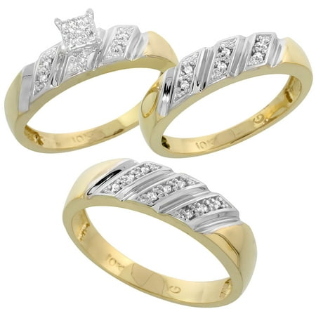 Cut Diamond Ring Band - 10k Yellow Gold Mens Diamond Wedding Band Ring for Men 0.05 cttw Brilliant Cut 1/4 inch 6mm wide Size 9