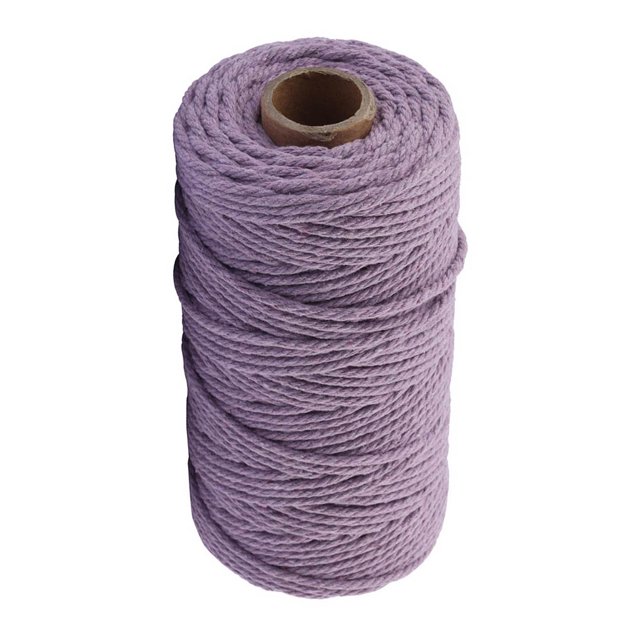 Bewildely 1 rollo de cuerda de algodón hecha a mano, 3mm de diámetro, cuerdas artesanales tejidas de un solo Color, 100m Artesanía Púrpura claro Bewildely HA5320-06B