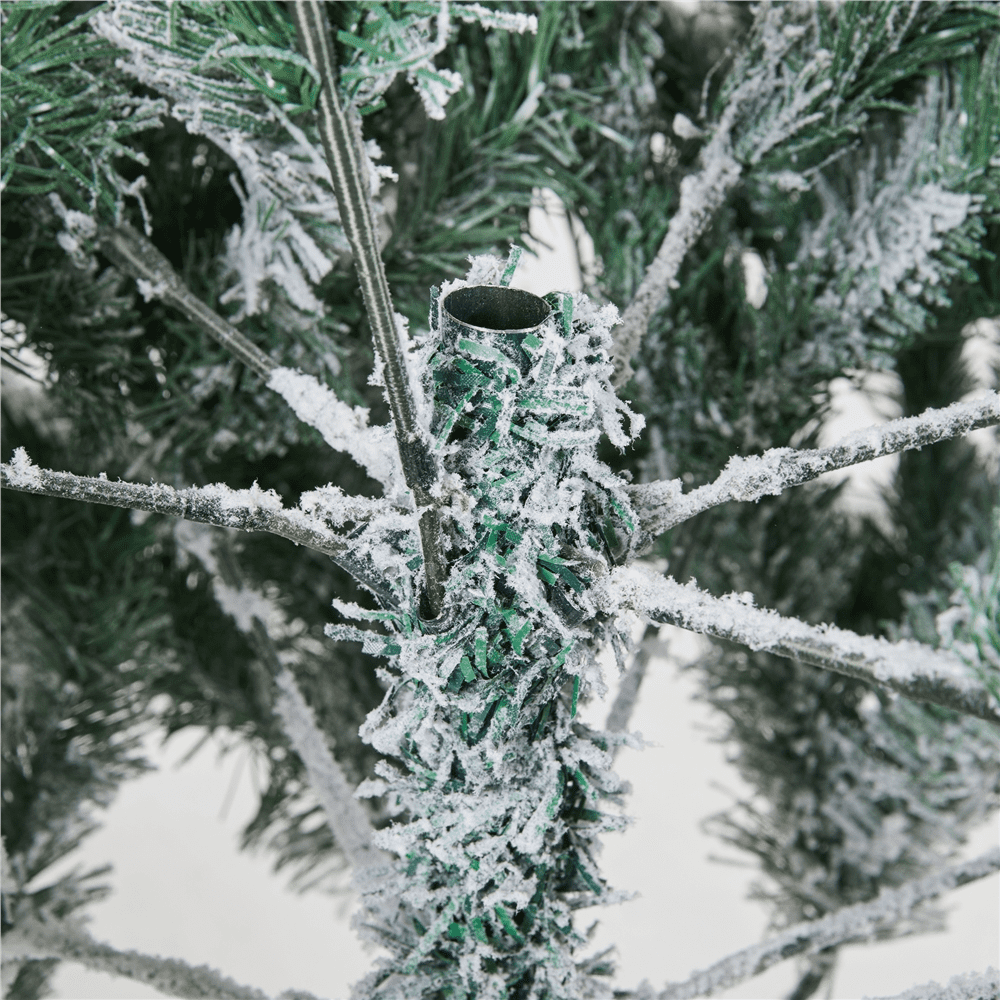 Alden Design 6ft Pre-lit Flocked Artificial Christmas Tree with 250 LED Lights for Holiday Decorative, White