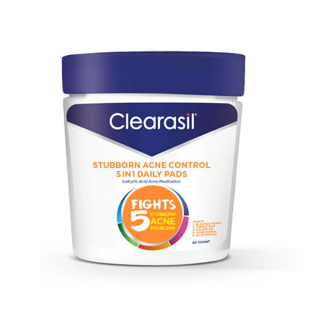 Clearasil Stubborn Acne Control 5in1 Daily Cleansing Face Wipes, (Best Clearasil Product For Acne)