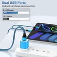 thumbnail image 2 of 2 Pack KIGPOZI USB Wall Charger Dual Port Phone Charger, 4pcs 6FT Type C Charging Cable Cord USB-C Charging Cable,Android Phone Wall Charger Block USB Plug Adapter Type C Charging Block[Blue+Purple], 2 of 7