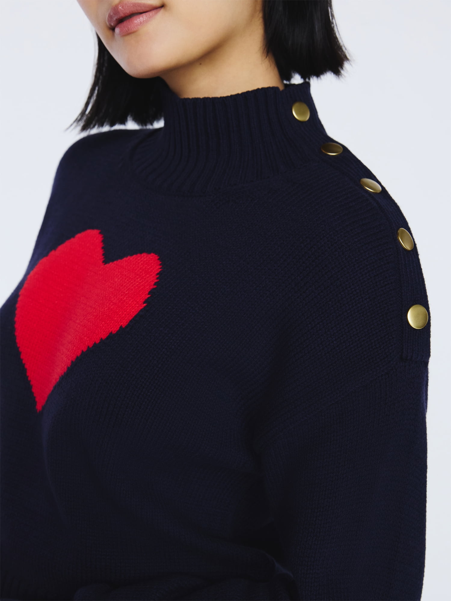 Free Assembly Women's Mock Neck Button Sweater with Long Sleeves, Midweight, Sizes XS-XXL