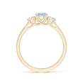 thumbnail image 2 of ANGARA Natural Classic Round Aquamarine and Diamond Three Stone Ring in 14K Yellow Gold for Women (Size-5mm) | March Birthstone, Anniversary, Jewelry Gift for Women | Natural Aquamarine Ring, 2 of 9