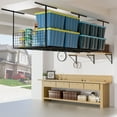 thumbnail image 5 of Overhead Garage Storage Rack, 700 lb Capacity, Adjustable Height 22-42", Heavy Duty Ceiling Mounted, Side Panels for Safety, Carbon Steel Construction, Black, 5 of 7