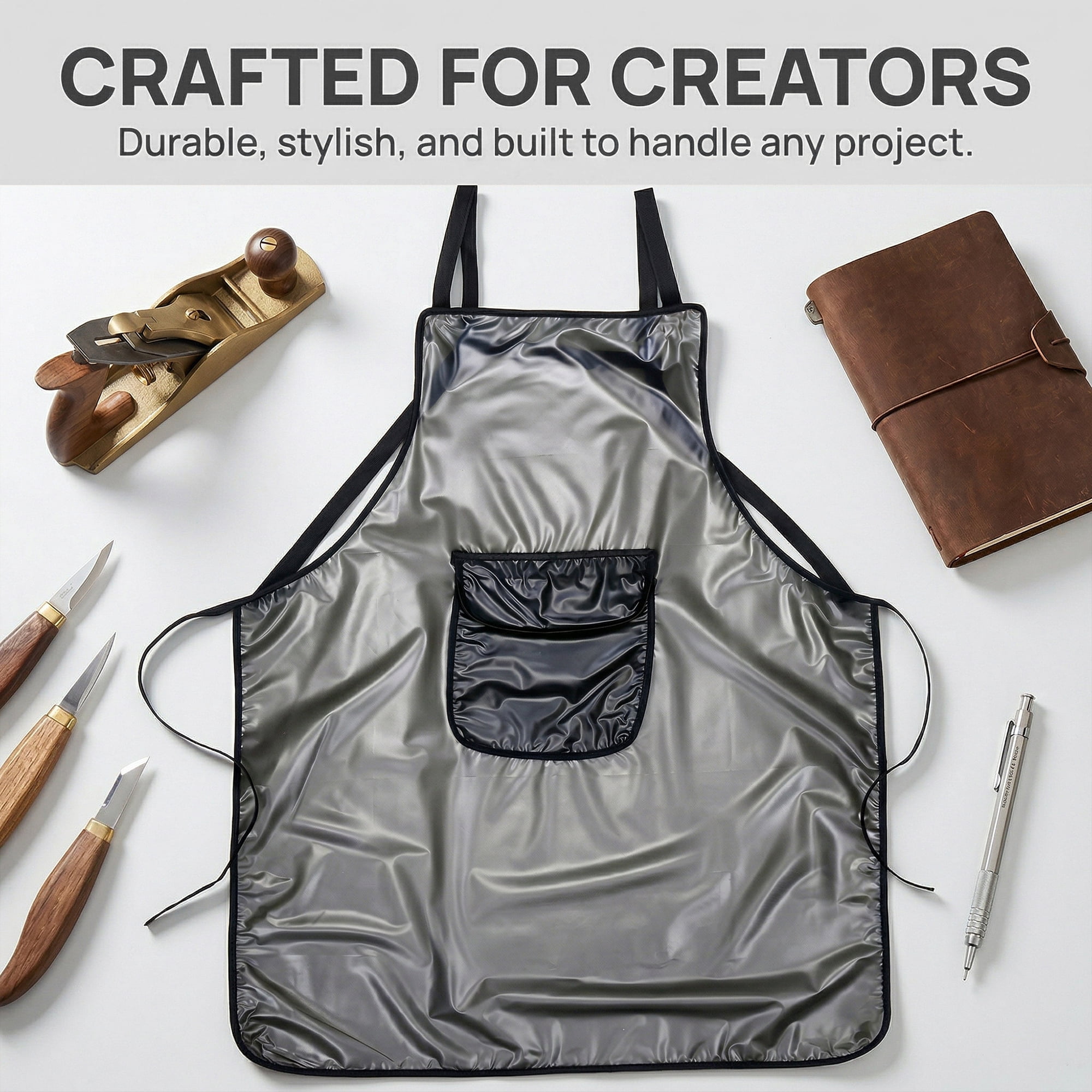 Unique Bargains Waterproof Kitchen Apron with Pockets for Home and Kitchen Short - Black