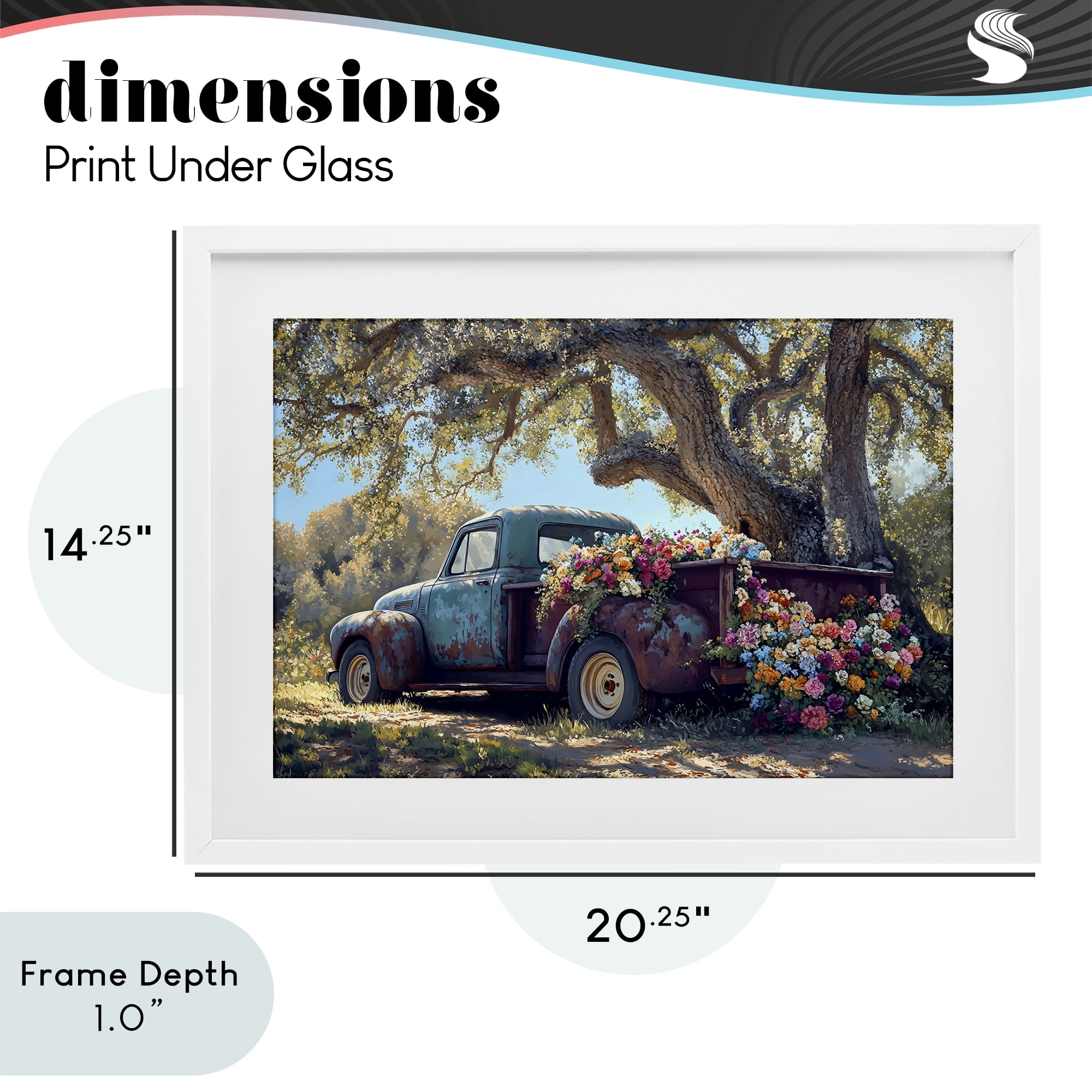 Stupell Industries Repurposed Truck Filled with Flowers White Framed Print Under Glass, design by Franklyn Gregory