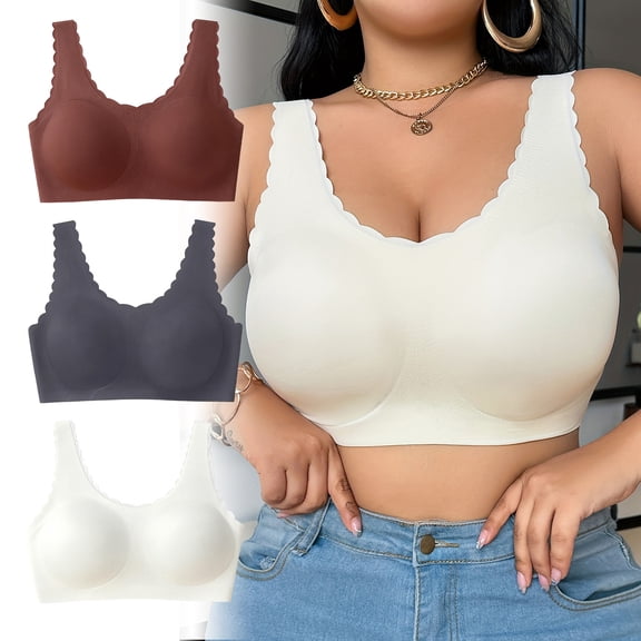 QIUOMBBP Soft Comfort Everyday Tshirts Bralette Coffee XL