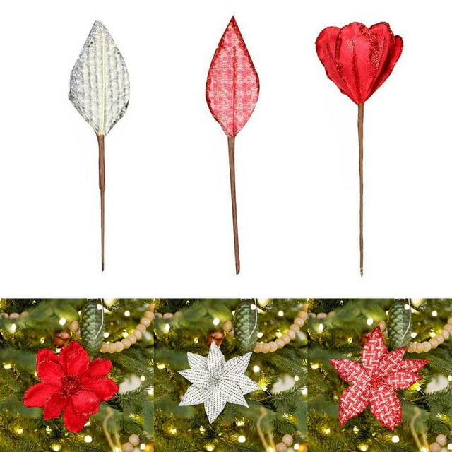 Juego de 3 Decoraciones para árboles de Navidad con Flores Simuladas con . Macarena Guirnalda de flores