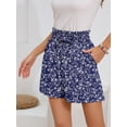 thumbnail image 3 of Chiclily Women's Shorts High Waist Drawstring Shorts Summer Loose Beach Shorts with Pockets, Vine Flower L, 3 of 7