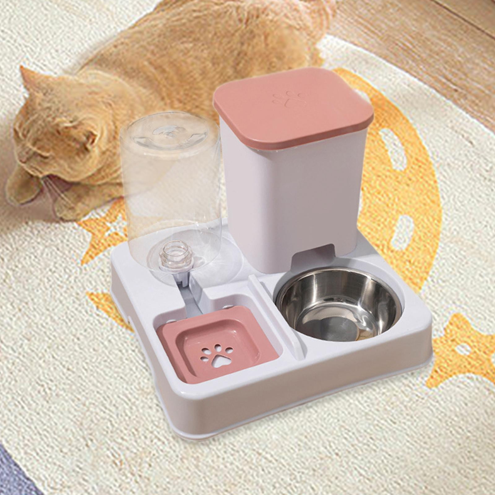 Bothyi Automatic Cat Feeder Food and Water Supply Detachable for s Dogs Travel pink white