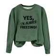 thumbnail image 2 of Xdegoge Long Sleeve Sweatshirts for Women Loose Fit Oversized Sweatshirt Casual Crewneck Long Sleeve Long Sleeve Shirts Crewneck Loose Fit Curve Hem Pullover Tops Ropa De Dama Green M, 2 of 3