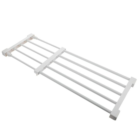 Expandable Closet Tension Shelf Adjustable Metal Storage Rack Cabinet Organizer Divider Separator Shelves for Wardrobe Cupboard Kitchen White 50- 80cm
