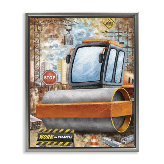 Stupell Industries Contemporary Construction Work Scene Gray Floating Frame Canvas Art, 25 x 31, by Nidhi Wadhwa