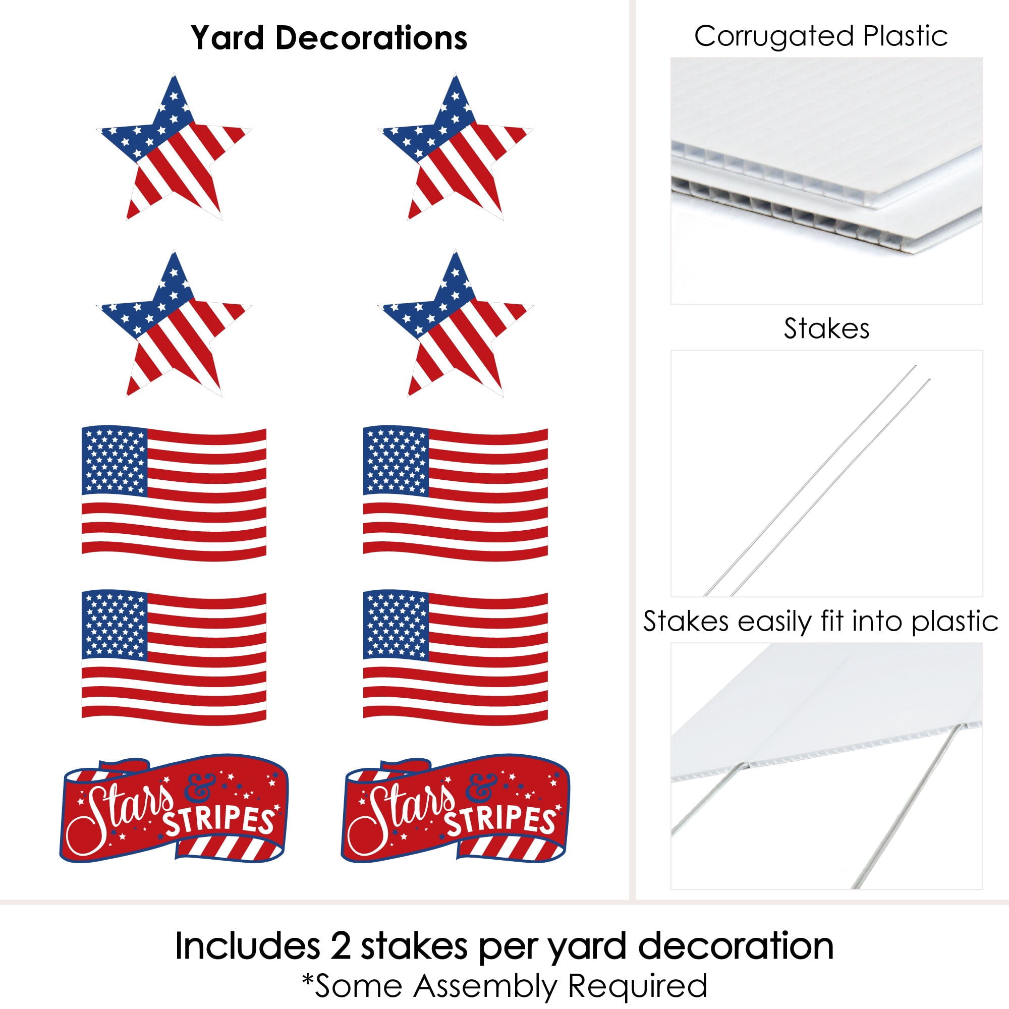 Big Dot of Happiness Stars & Stripes - American Flag & Star Lawn Decor - Outdoor Memorial Day & 4th of July USA Patriotic Yard Decorations - 10 Piece