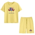 thumbnail image 6 of Summer 2 Piece Set For Kids Crew Neck Short Sleeve Tees Elastic Waist Shorts July 4th Print Casual Comfy Comfy (13 Years, Yellow), 6 of 9