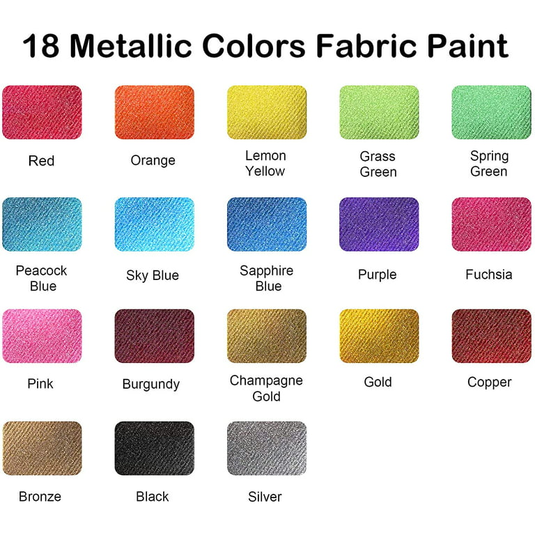 12 24 Colors Fabric Paint Set for Clothes with 6 Brushes, 1  Palette,Permanent Textile Puffy