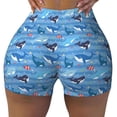 thumbnail image 2 of Salouo Blue Fish Print Women's Athletic Shorts,Booty Shorts Biker Shorts High Waisted Elastic Workout Shorts for Yoga Gym Running Sports-XX-Large, 2 of 8
