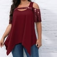 thumbnail image 2 of aidice Plus Size Tops for Women Trendy Round Neck Cold Shoulder Loose Comfy Irregularly Sequin Summer T Shirts, 2 of 8
