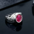 thumbnail image 4 of Gem Stone King Men's 925 Sterling Silver Oval Red Created Ruby Ring (6.40 Cttw, Available in Size 7,8,9,10,11,12,13), 4 of 5