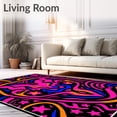 thumbnail image 2 of ODIKA 4'x6' Machine Washable Non-Slip Area Rug, Abstract Animal Inspired Design Featuring Funky Tiger and Bursts High Traffic Rug, Pink, 723529, 2 of 7