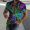 thumbnail image 2 of Camisas de moda con estampado de grafiti en 3D para hombre, camisas casuales ajustadas de manga corta con botones, camisa hawaiana de gran tamaño para hombre, 2 of 5