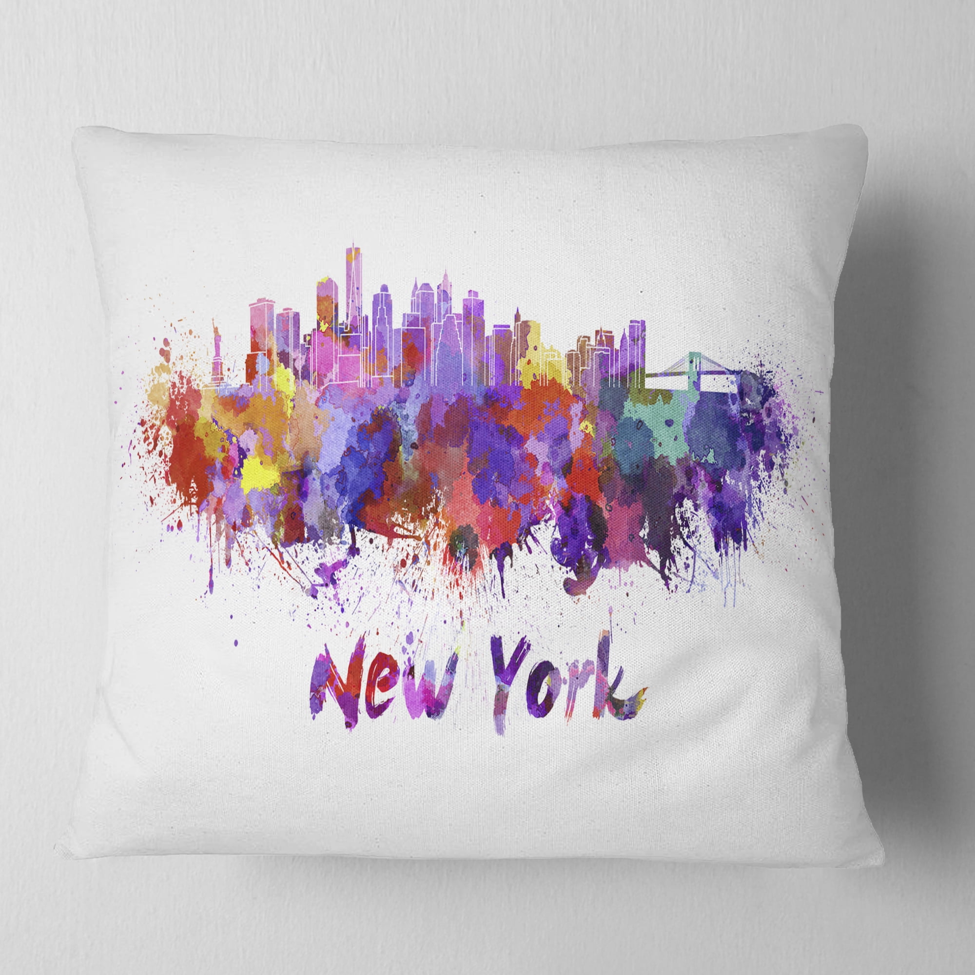 Designart New York Skyline - Cityscape Throw Pillow - 16x16