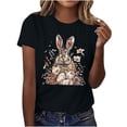 thumbnail image 1 of Mujeres de Manga Corta Tops Casual Nuevo Cuello Redondo Pascua, Ligera Camiseta de Poliéster Spandex, 1 of 4