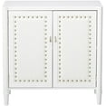 thumbnail image 3 of Connor 2 Door Accent Display Cabinet With Storage Shelf, White Faux Leather & Silver Buttons, Contemporary, 3 of 13