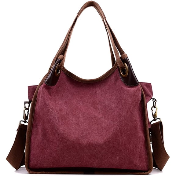 PIKADINGNIS Tote Bag for Women Retro Canvas Shoulder Purse Retro Hobo Handbags Large Capacity Top Handle Purse for Work Travel