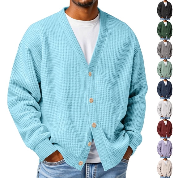 IAJDKMEK Men's Casual Loose Fit Cardigan - Long Sleeve Open Front Sweatshirt for Men, Comfortable Top with Simple Style, Daily Wear Sweatshirt