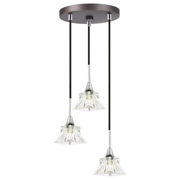 Woodbridge Lighting Christina 3-Light Metal Pendant in Chrome/Bronze