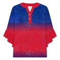 thumbnail image 6 of Feancey 4th of July Shirts Women Button V Neck Casual 3/4 Ruffle Sleeve Blouse Holiday Casual Loose T Shirt Memorial Day Casual Patriotic Tee Multicolor XXL, 6 of 6