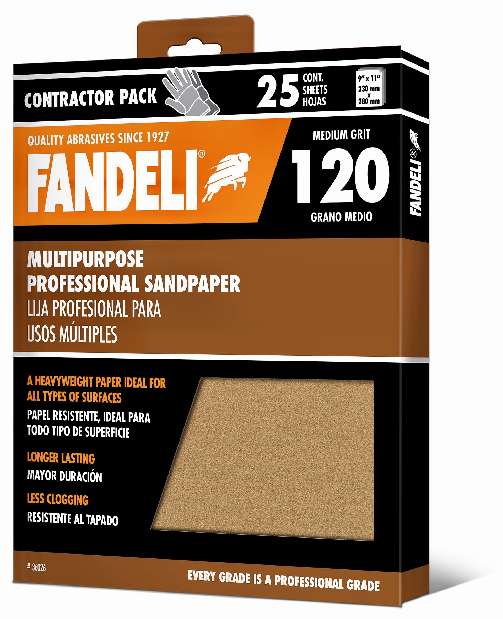 25-Sheet 9  x 11 Fandeli 36021 060 Grit Multipurpose Sandpaper Sheets 