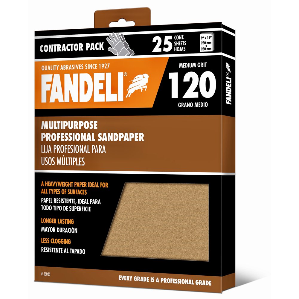 120 Grit Sandpaper Sheets Multipurpose 9x11" 25 Sheet Pack by Fandeli