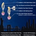 thumbnail image 2 of Gem Stone King 925 Silver and 10K Yellow Gold Pink Moissanite and White Lab Grown Diamond Dangle Earrings for Women | 0.55 Cttw | Gemstone Birthstone | Heart Shape 4MM, 2 of 6
