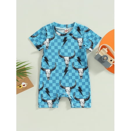 

Lamuusaa Infant Baby Girls Boys Romper Cow Print Short Sleeve Crew Neck Snap Closure Jumpsuits Summer Newborn Bodysuits