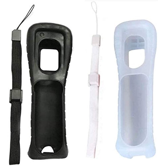 2 x Étui en Silicone avec Dragonne pour Télécommande Wii (Blanc+noir)