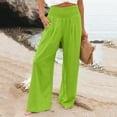 thumbnail image 2 of zaveiop Linen Pants for Women High Waisted Cotton Wide Leg Pants Wide Leg Belt Pocket (Light Green, M), 2 of 4
