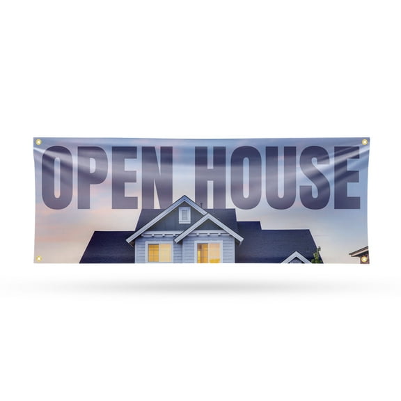 Open House Banner Sign 18 Inch x 48 Inch | 13 oz Vinyl with Metal Grommets | Heavy-Duty Single-Sided Outdoor Durable Printed High-Quality Weatherproof | Made in the USA