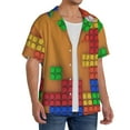 thumbnail image 2 of Fotbe Colorful Building Blocks A Camisa Estampada de Manga Corta para Hombre, Casual de Verano, Estilo Playero, Sin Arrugas-X-Large, 2 of 5