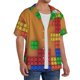 thumbnail image 2 of Fotbe Colorful Building Blocks A Camisa Estampada de Manga Corta para Hombre, Casual de Verano, Estilo Playero, Sin Arrugas-Large, 2 of 5