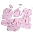 thumbnail image 2 of FRSASU Pajama Sets for Women omen'S Homewear Pajamas Sets Faux Silk Pyjama Nightwear Sleepwear Seven Pc Sets Pink 8(L), 2 of 3