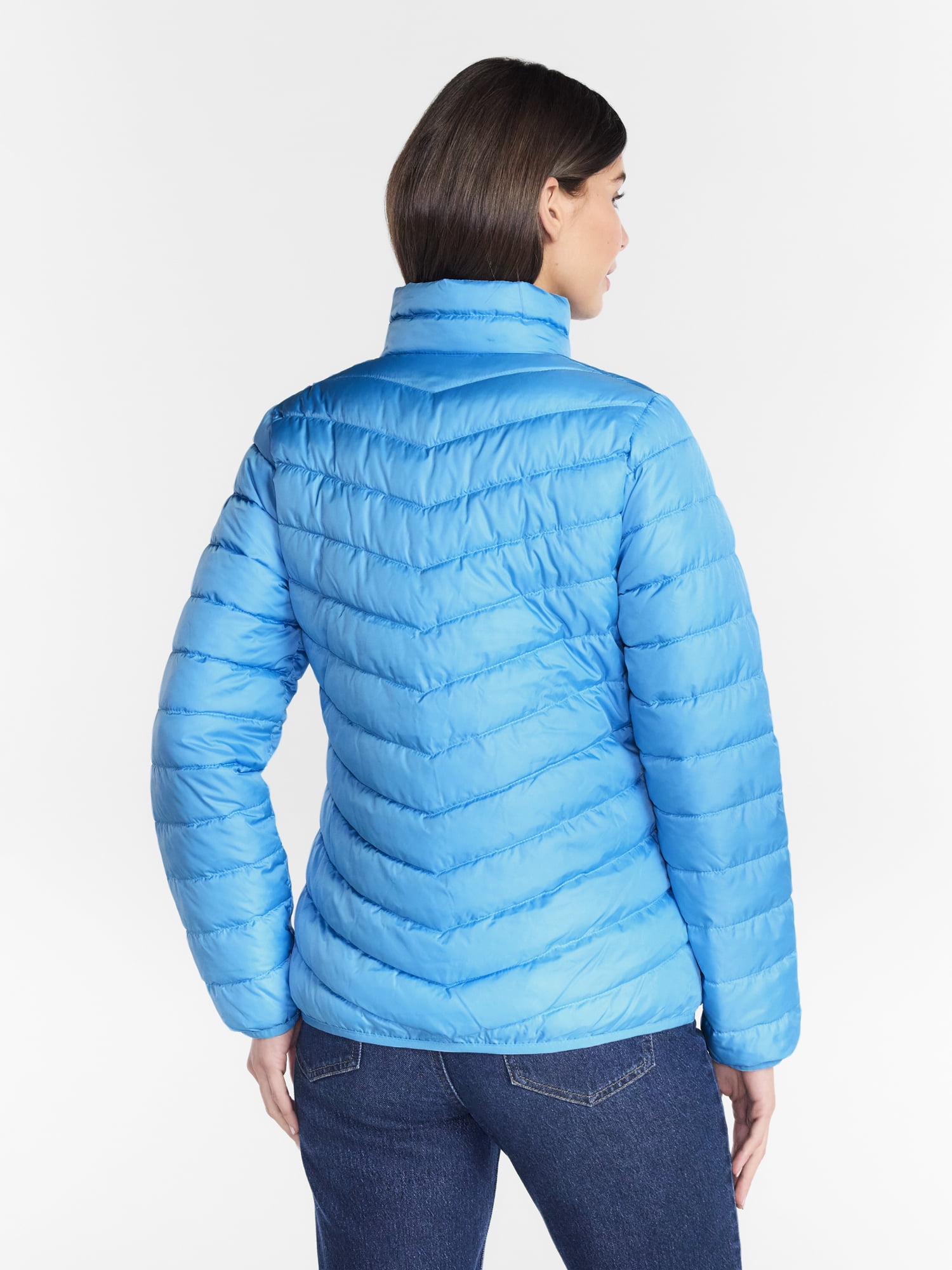 Женская куртка Big Chill and Plus Quilted Packable Puffer, Sizes S-3X, цвет: Синий — фото 3