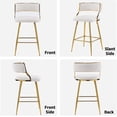 thumbnail image 2 of VINGLI Velvet Counter Height Bar Stools Set of 2, 26" H Counter Bar Stool for Kitchen Island, Barstools with Metal Gold Legs for Home Bar Coffee, White Outdoor Bar Stools, 2 of 9
