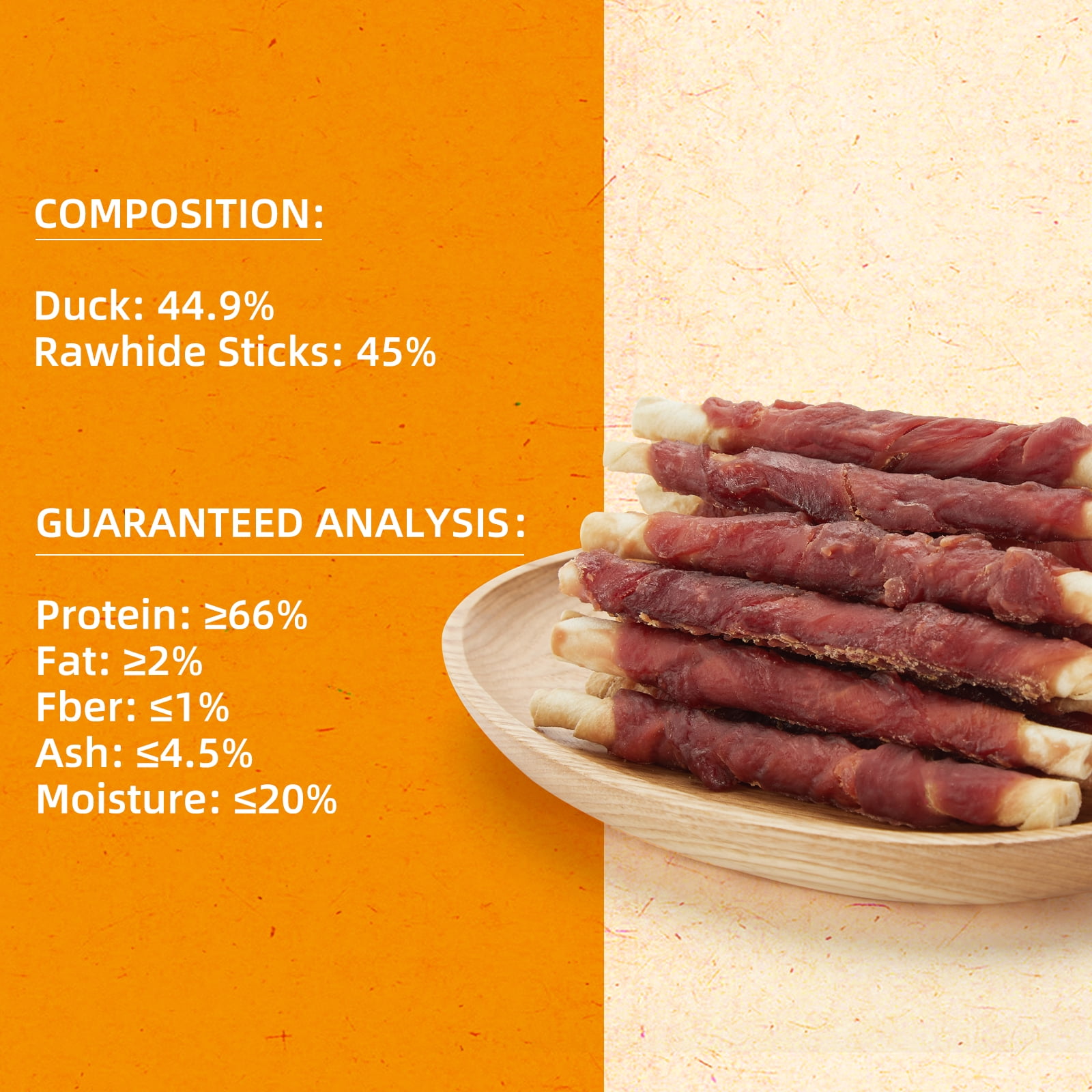 (3 pack) Jungle Calling Dog Treats Duck Wrapped Rawhide Sticks Grain-Free Natural Chewy Treats Puppy Snacks