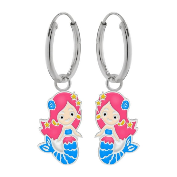 Princess Mermaid 925 Sterling Silver Hoop Earrings