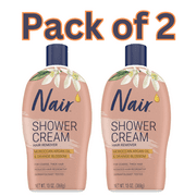 Nair Shower Cream Hair Remover, Moroccan Argan Oil & Orange Blossom, For Coarse, Thick Hair, 13 oz (Pack of 2)
